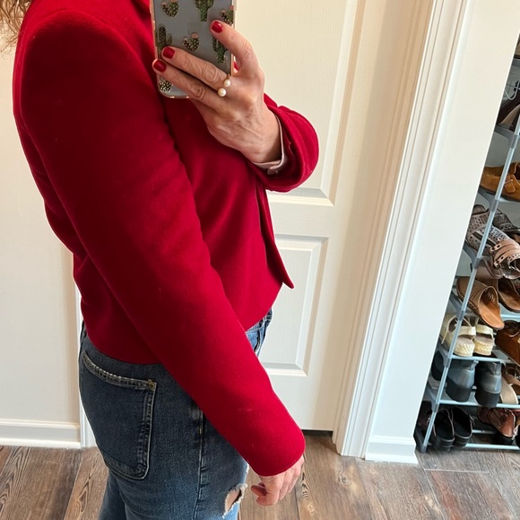 Vintage casual corner wool cashmere blend red cropped blazer jacket - Picture 9 of 13